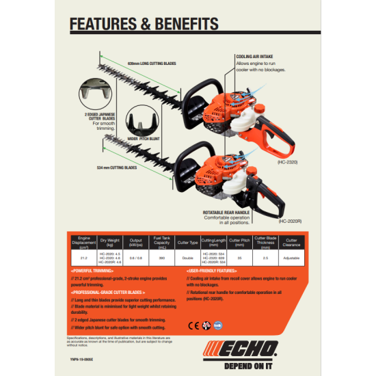 Echo HC-2020 double sided hedge trimmer